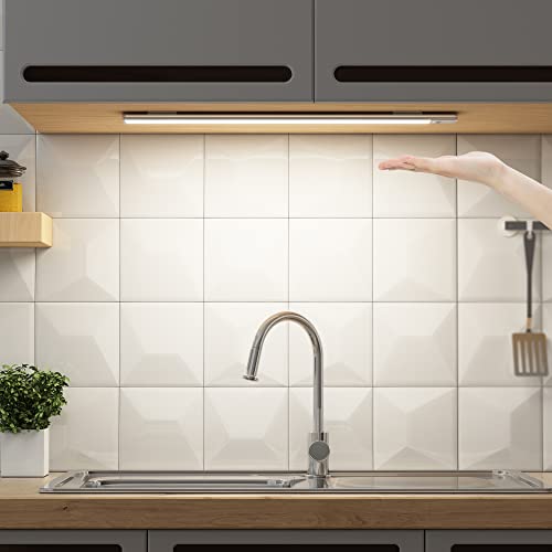 SOAIY LED dimmbare Unterbauleuchte 40CM Küche Lampe 3000mAh wiederaufladbar Schrankbeleuchtung Ein/Aus/Dimmen mit Handbewegung 2700K-6500K magnetische Lichtleiste für Küchenschrank Kleiderschrank von SOAIY