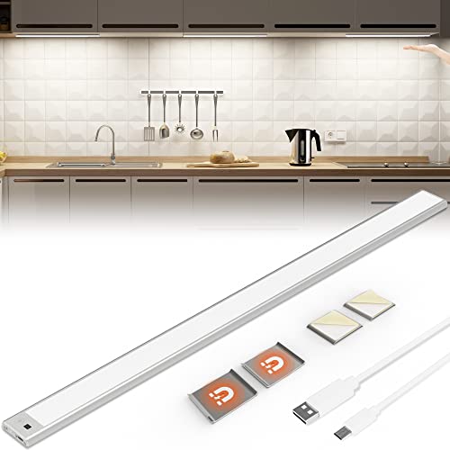 SOAIY LED dimmbare Unterbauleuchte 60CM Küche Lampe 4500mAh wiederaufladbar Schrankbeleuchtung An/Aus/Dimmen mit Handbewegung 2700K-6500K magnetische Lichtleiste für Küchenschrank Kleiderschrank von SOAIY