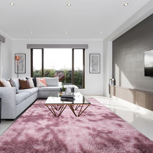 SOANNY Hochflor Wohnzimmer Teppich, Waschbar Anti Rutsch, Flauschig, Tie-Dye Langflor Shaggy Teppiche für Schlafzimmer & Kinderzimmer, Bettvorleger Matte, 180 x 270 cm, Dunkelrosa SOANNY Hochflor Wohnzimmer Teppich, Waschbar Anti Rutsch, Flauschig, Tie-Dye Langflor Shaggy Teppiche für Schlafzimmer & Kinderzimmer, Bettvorleger Matte, 180 x 270 cm, Dunkelrosa von SOANNY