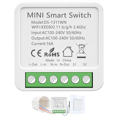 1 Stück Smart Lichtschalter, Lichtschalter Alexa, Smart Home Lichtschalter Kompatibel Alexa, Smart Life Schalter mit Tuya app, Smart Life, Google Home, Mini Smart Switch, Neutralleiter Erforderlich 1 Stück Smart Lichtschalter, Lichtschalter Alexa, Smart Home Lichtschalter Kompatibel Alexa, Smart Life Schalter mit Tuya app, Smart Life, Google Home, Mini Smart Switch, Neutralleiter Erforderlich von SOARFLY