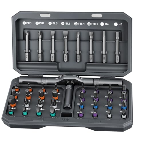 SOARFLY 42-in-1 Magnetisches Schraubendreher Set, Magnetschraubendreher-set mit Abnehmbarem Ratschengriff, Magnet Schraubendreher set Ratschen 40 Bits, Präzisionswerkzeug für Computer, Möbel, mehr von SOARFLY
