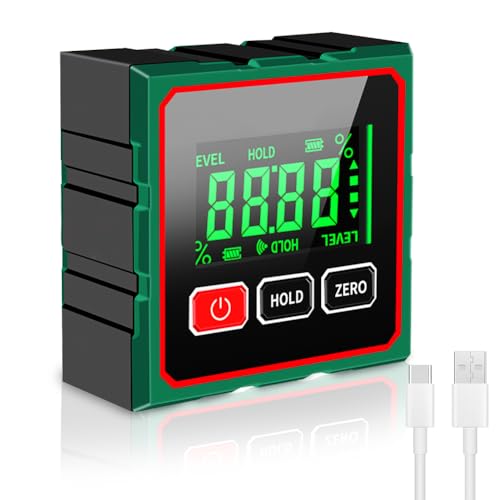 Digitaler Winkelmesser Neigungsmesser mit LCD Display, IP54 Wasserdicht, 0,1° Genauigkeit, 1 seitiger Magnet, Digitale Wasserwaage Winkelmesser Digital für Holzarbeiten, Bau Heimwerker von SOARFLY