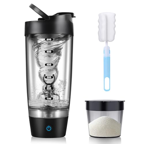 SOARFLY Shaker Elektrisch Eiweiß Shaker Elektrisch mit Pulverfach 700ML, Elektrischer Protein Shaker BPA-frei, Elektrische Shaker Proteinshake für Potein Pulver und Milchshake, Schwarz von SOARFLY