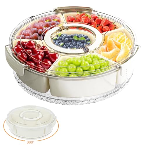 SOARFLY 12 Zoll Snackbox mit Fächern rund, Snackbox rund, Snack Spinner, snackbox mit Fächern, Drehbar mit Deckel und Griff, mit 6 Schalen Snackteller Tragbare Box für Obst Nüsse Party Picknick SOARFLY 12 Zoll Snackbox mit Fächern rund, Snackbox rund, Snack Spinner, snackbox mit Fächern, Drehbar mit Deckel und Griff, mit 6 Schalen Snackteller Tragbare Box für Obst Nüsse Party Picknick von SOARFLY