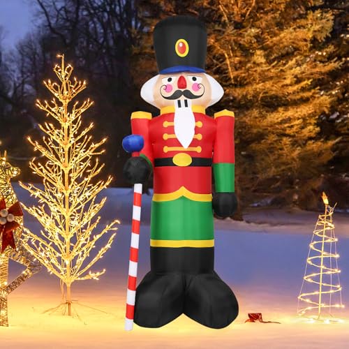 SOARS 240 cm Nussknacker Soldat aufblasbar, Weihnachtsfigur mit LED-Beleuchtung, Weihnachtsdeko XXL wetterbeständig, für Innen- & Außenbereich von SOARS