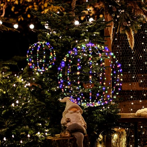 SOARS 2er Set Weihnachtsbeleuchtung außen & innen, Hängende Kugel Lichter mit 440 LED-Lichtern, Weihnachtsdeko Lichterkette, wasserdicht für Garten Party SOARS 2er Set Weihnachtsbeleuchtung außen & innen, Hängende Kugel Lichter mit 440 LED-Lichtern, Weihnachtsdeko Lichterkette, wasserdicht für Garten Party von SOARS