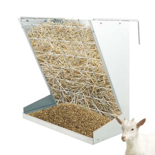 SOARS Heuraufe Pferd Metall, Futterraufe mit verstellbaren Haken, 109L Wandraufe mit Futterspargitter & Futterschale, für Ziegen Schafe, 71 x 32,5 x 68cm von SOARS