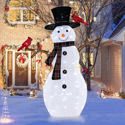 SOARS Schneemann LED 127cm, 70 LED Lichter Weihnachtsdeko für außen und innen, Weihnachtsfigur mit Rotes Vögelchen, Weihnachtsbeleuchtung Weihnachtsdekoration wetterbeständig von SOARS