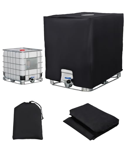 IBC Tank Abdeckung, Anti-UV Schutzhülle für Wassertank 1000L, Schutzabdeckung, Geeignet IBC-Tank zubehör, Schutzplane Regenwassertank Container Cover, 120 x100 x116 cm Schwarz von SOBEAU
