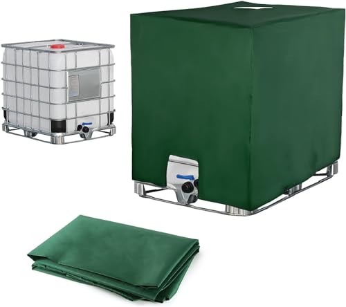 IBC Tank Abdeckung, Wassertank staubdichte Anti-UV-Schutzabdeckung, Schutzabdeckung, Schutzplane, Geeignet für 1000L IBC-Tank Container Regenwassertank (120 x 100 x 116 cm grün) von SOBEAU