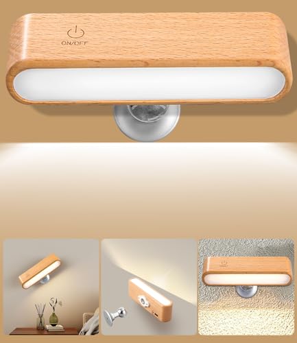 SOBEAU Akku Wandleuchte,Innen LED Wandlampe,Wandleuchte Kabellos Dimmbar Touch Control,360° Drehbare Magnetische Wandlampe für Schlafzimmer Wohnzimmer Treppe von SOBEAU