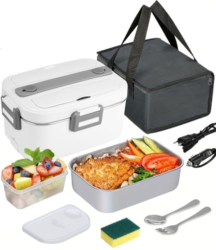 SOBEAU Elektrische Lunchbox, 3-in-1 12/24/220V Thermo Lunch box, 1.8 L Großbehälter Lunchbox Erwachsene, Heatsbox mit Besteck und Isolierter Lunchbeutel für Auto, Haushalt, Office, Weiß SOBEAU Elektrische Lunchbox, 3-in-1 12/24/220V Thermo Lunch box, 1.8 L Großbehälter Lunchbox Erwachsene, Heatsbox mit Besteck und Isolierter Lunchbeutel für Auto, Haushalt, Office, Weiß von SOBEAU