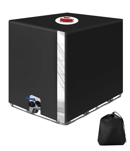 SOBEAU IBC Tank Abdeckung 1000L, IBC Container Zubehör, Wassertank Abdeckplane mit Transparenter Folie, Anti-UV Schutzplane Regenwassertank Abdeckung, IBC Wassertank Abdeckung, Schwarz von SOBEAU