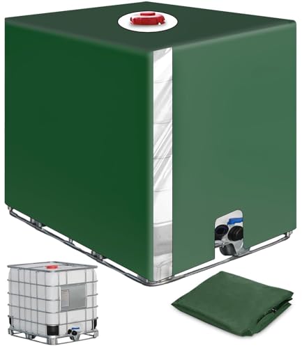 SOBEAU IBC Tank Abdeckung 1000L, IBC Container Zubehör, Wassertank Abdeckplane mit Transparenter Folie, Anti-UV Schutzplane Regenwassertank Abdeckung, IBC Wassertank Abdeckung, Grün von SOBEAU