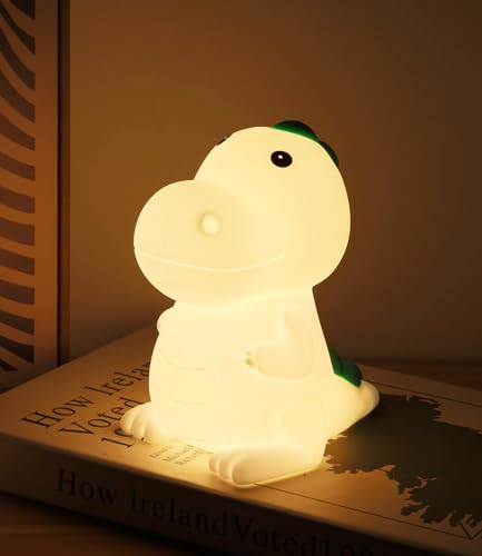 SOBEAU Nachtlicht Kinder,Baby Berühren Nachttischlampe,Dinosaurier Silikon Nachtlicht Kinder USB-Aufladung,Stilllicht Dimmbar mit 7-Farben-Licht,Kinderzimmer Lampe,Nachtlampe Kinderzimmer von SOBEAU