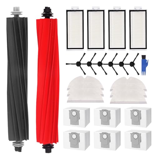 SOBEAU Zubehörset für Roborock Q8 Max+/Q8 Max/Q5 Pro+/Q5 Pro Saugroboter, 2 Hauptbürste, 4 Hepa-Filter, 6 Wischtücher, 6 Seitenbürsten, 6 Staubbeutel, Ersatzteile für Roborock Q5 Pro von SOBEAU
