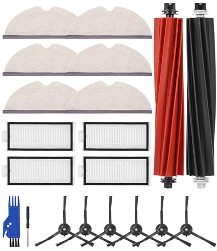 SOBEAU Zubehörset für Roborock Q5 Pro/Q5 Pro+/Q8 Max+/Q8 Max Saugroboter, 2 Hauptbürste, 4 Hepa-Filter, 6 Wischtücher, 6 Seitenbürsten, 1 Reinigungsbürste, Ersatzteile Zubehör von SOBEAU
