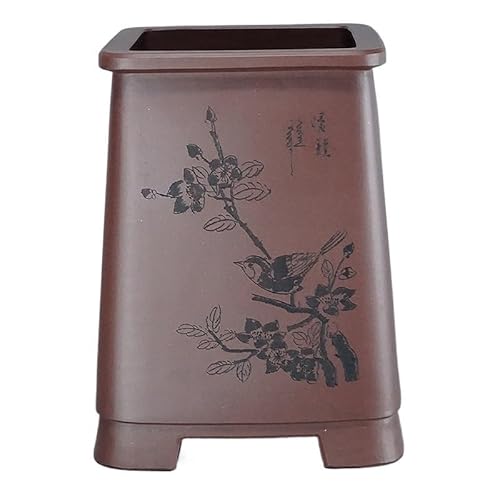 Blumentopf Antike handgefertigte, quadratische, gravierte Zisha Bonsai, atmungsaktive Bonsai-Töpfe Moderner einfacher Blumentopf von SOBOLON