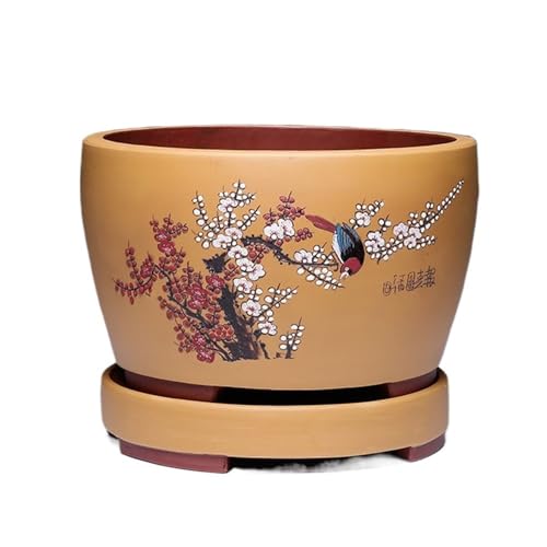 Blumentopf Lila Ton Blumentopf Keramik Kleiner Baum Bonsai Wohnzimmer Modern Einfacher Blumentopf von SOBOLON