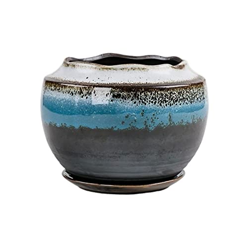 Blumentopf aus Keramik für den Schreibtisch für Orchideen, Sukkulenten, Steingut, großer Blumentopf für Pflanzen und Blumen, Blumentopf für den Innenbereich, einfacher moderner Blumentopf (B) von SOBOLON