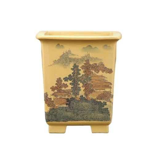 Blumenvase Blumenvase aus violettem Ton, handgefertigt, quadratisch, für Orchideen einfacher und moderner Blumentopf(A) von SOBOLON