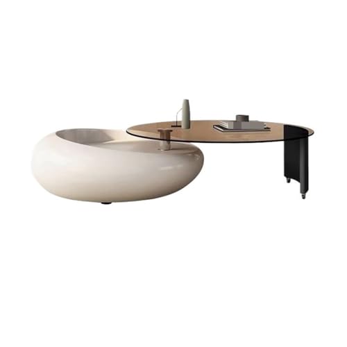 Couchtisch Teetisch Dekorative rotierende Couchtisch Wohnzimmer Haus kreativ runden Couchtisch aus Glas Moderner Couchtisch(Grau) von SOBOLON