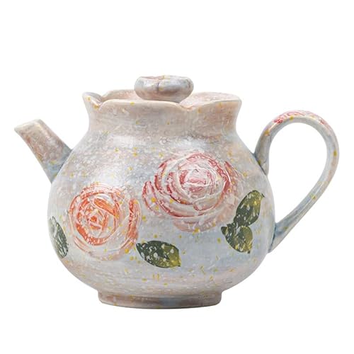 Reisekessel Dreidimensionale Relief Rose Teekanne Einzeltopf Kreative Blume Mund Keramik Kung Fu Tee-Set Handteesieb Grüne Teekanne von SOBOLON