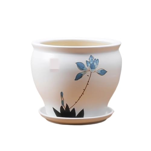 SOBOLON Blumentopf Haushalt Exquisit Weiß Keramik Bonsai Blumentopf Retro Grün Pflanze Spezial Modern Einfacher Blumentopf von SOBOLON