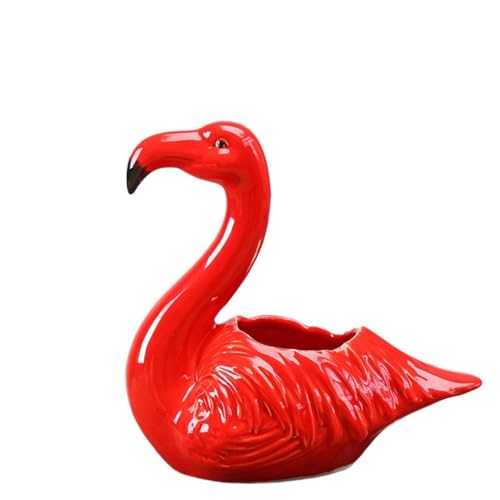 SOBOLON Blumentopf Kreative Sukkulenten-Blumentöpfe, Garten-Balkon-Tischdekorationen, Flamingo-Keramik-Blumentöpfe Moderner einfacher Blumentopf(L) von SOBOLON