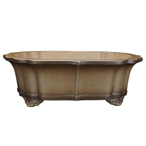 SOBOLON Blumentopf Lila Sand Handgefertigt 42cm Oval Vintage Traditioneller Topf Pflanzen Garten Bonsai Behälter Moderner einfacher Blumentopf von SOBOLON