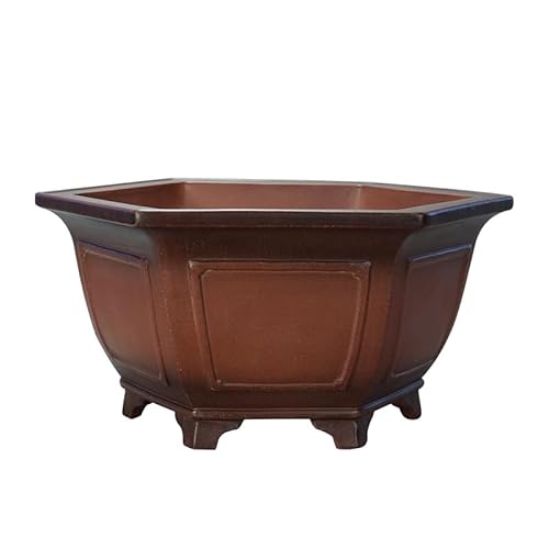 SOBOLON Blumentopf Lila Ton, roter, antik, handgefertigt, 54 cm, große sechseckige Töpfe, Topfpflanzen, atmungsaktiver Behälter Moderner einfacher Blumentopf von SOBOLON