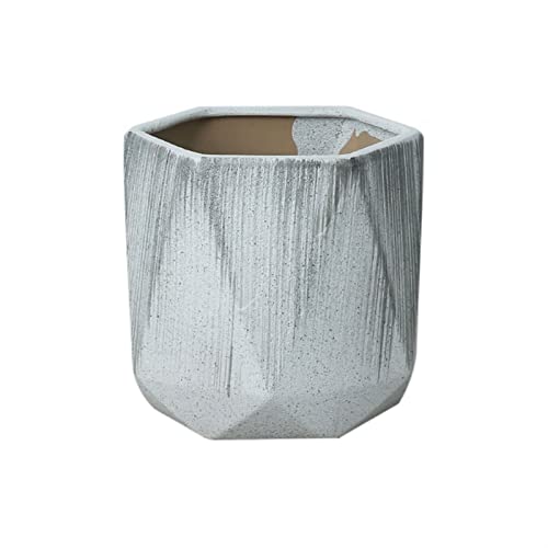 SOBOLON Übertopf aus Rohkeramik, extra groß, für Zuhause, sechseckiger Keramik-Blumentopf, einfacher moderner Blumentopf (L) von SOBOLON