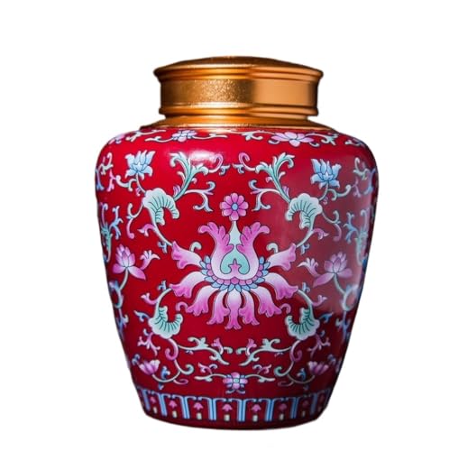 SOBOLON Zuckerbehälter, goldener Deckel aus Legierung, luftdicht, bemalte Blumen, Keramik, Aufbewahrung, Emaille, Kaffee, Tee, Dose, Behälter, Kaffeebehälter (B) von SOBOLON