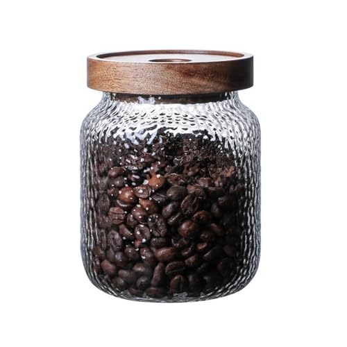 SOBOLON Zuckerbehälter, kreativ, gehämmertes Glas, Vorratsdosen, Tee, Getreide, Kaffeebohnen, versiegelt, transparent, leer Kaffeebehälter (500 ml) von SOBOLON