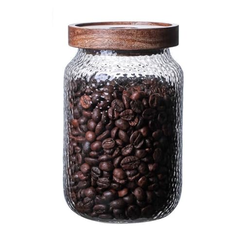 SOBOLON Zuckerbehälter, kreativ, gehämmertes Glas, Vorratsdosen, Tee, Getreide, Kaffeebohnen, versiegelt, transparent, leer Kaffeebehälter (700 ml) von SOBOLON