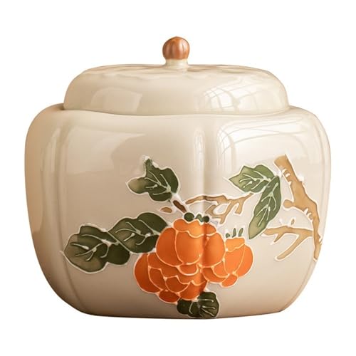 SOBOLON Zuckerbehälter Kreative handbemalte Persimmon Bulk Tee Vorratsdosen Kleine Keramik Versiegelte Gläser Home Küche Vorratsdosen Kaffeebehälter von SOBOLON