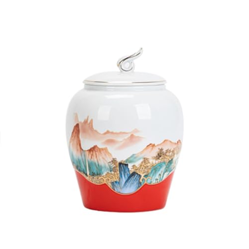 SOBOLON Zuckerdose Keramik-Teedose im chinesischen Stil, Goldbemaltes Tee-Lager, Teedose für Zuhause, Ornamente für Dosen, Kaffee-Behälter von SOBOLON