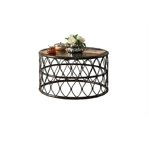 Sofatisch Teetisch Rattan Couchtisch Haushalt Runder Tisch Homestay Rattan Beistelltisch Wohnzimmer Sofa Beistelltisch Moderner Couchtisch (M) von SOBOLON