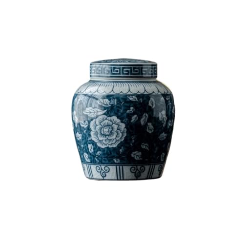 Zuckerbehälter Chinesische retro Glasur blau und weiß Topf Keramik Tee Lagerung Topf Küche Mutter Kaffee Getreide versiegelt Topf Lebensmittel Lagerung Topf Kaffeebehälter(B) von SOBOLON