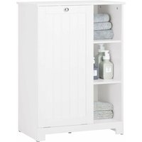 Sobuy - BZR105-W Wäscheschrank mit ausklappbarem Wäschesack Wäschetruhe Wäschesammler Wäschekorb Badschrank Weiß bht ca. 60x86x37cm von SOBUY