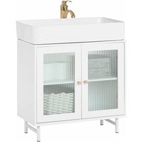 BZR115-W Waschbeckenunterschrank Waschtischunterschrank Badschrank Badezimmerschrank Waschtisch Unterschrank Badmöbel weiß bht ca. 60x58x30cm - Sobuy von SOBUY