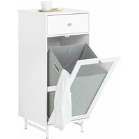 BZR116-W Wäscheschrank mit ausklappbarem Wäschesack Wäschetruhe mit Glastür Wäschesammler Wäschekorb Badschrank Weiß bht ca. 40x96x40cm - Sobuy von SOBUY