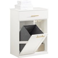 BZR66-W Wäscheschrank mit ausklappbarem Wäschesack Badschrank Kommode fürs Bad Wäschesack mit 2 Schubladen und 2 Fächern Wäschesäcken Wäschetruhe von SOBUY