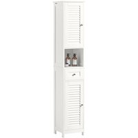 FRG236-W Badezimmer-Hochschrank Badregal Badschrank Badmöbel mit 1 offenem Fach, 1 Schublade und Türen, weiß bht ca: 32X170X30cm - Sobuy von SOBUY