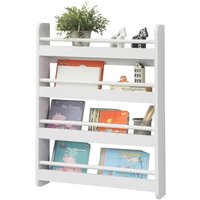 KMB08-K-W Kinderregal Bücherregal für Kinder Wandregal Hängeregal Aufbewahrungsregal mit 4 Ablagen für Bücher und Deko weiß bht ca.: 60x80x12cm von SOBUY