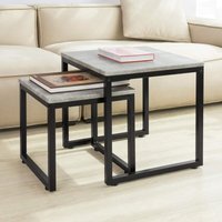 FBT42-HG 2er Set Couchtisch Beistelltisch 2-teilig Satztisch Sofatisch Kaffeetisch Tisch-Set grau - Sobuy von SOBUY