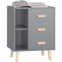FBT95-HG Nachttisch mit 3 Schubladen und 2 offenen Fächern Sofatisch Beistelltisch Telefontisch Nachtschrank Nachtkommode Hellgrau bht ca. 48x60x40cm FBT95-HG Nachttisch mit 3 Schubladen und 2 offenen Fächern Sofatisch Beistelltisch Telefontisch Nachtschrank Nachtkommode Hellgrau bht ca. 48x60x40cm von SOBUY