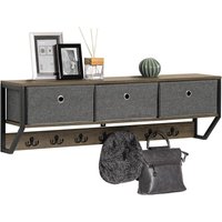 FHK26-N Wandgarderobe Flurgarderobe Kleiderhaken Hängeregal mit 3 Körben und 7 Haken Garderobe vintage bht ca.: 100x30x20cm - Sobuy von SOBUY