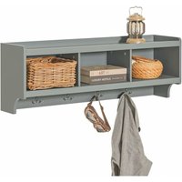 FHK28-HG Wandgarderobe Flurgarderobe Kleiderhaken Hängeregal mit 3 Körben und 4 Haken Garderobe Hellgrau bht ca.: 100x35x25cm - Sobuy von SOBUY