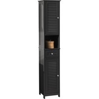 FRG236-DG Badezimmer-Hochschrank Badregal Badschrank Badmöbel mit 1 offenem Fach, 1 Schublade und Türen, dunkelgrau bht ca: 32X170X30cm - Sobuy von SOBUY